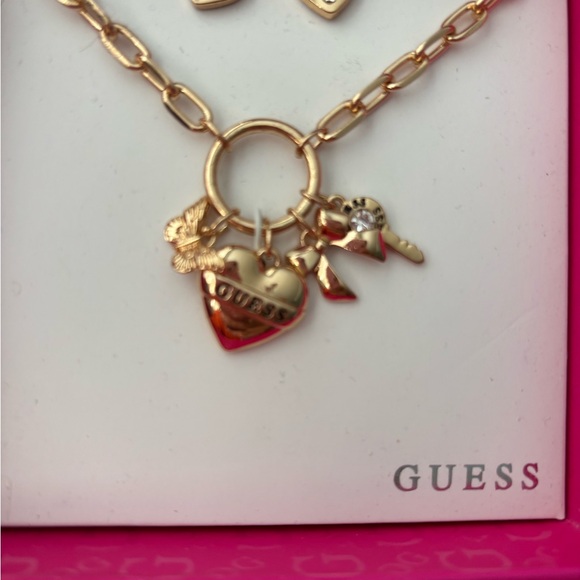 GUESS Gold Heart and Butterfly Charm Necklace Set - Picture 4 of 4